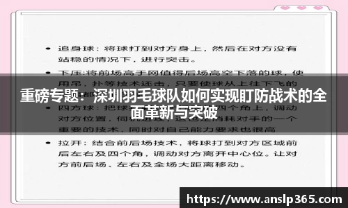 重磅专题：深圳羽毛球队如何实现盯防战术的全面革新与突破