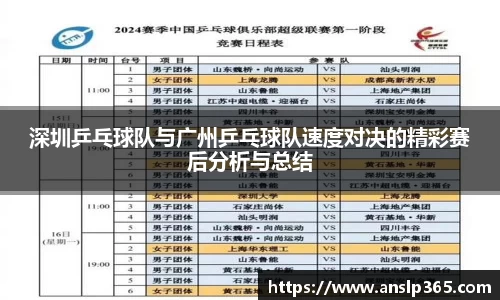 深圳乒乓球队与广州乒乓球队速度对决的精彩赛后分析与总结