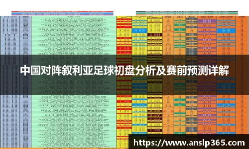 中国对阵叙利亚足球初盘分析及赛前预测详解
