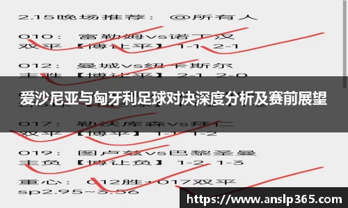 爱沙尼亚与匈牙利足球对决深度分析及赛前展望